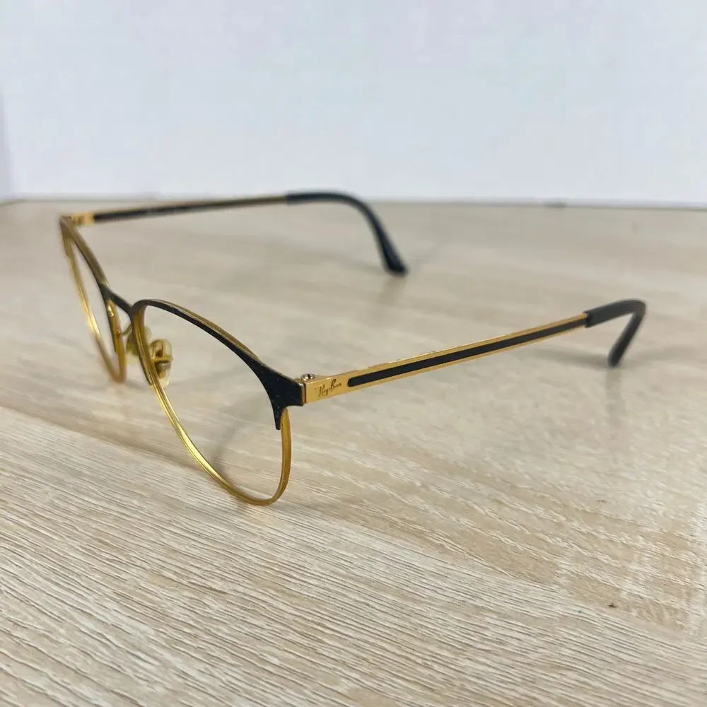 Ray-Ban RB6375 3051 Eyeglasses Gold Black Frames Only READ DESC 53-18-145